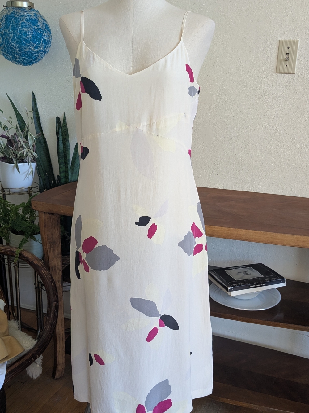 100% Silk Floral Slip Dress Made In France